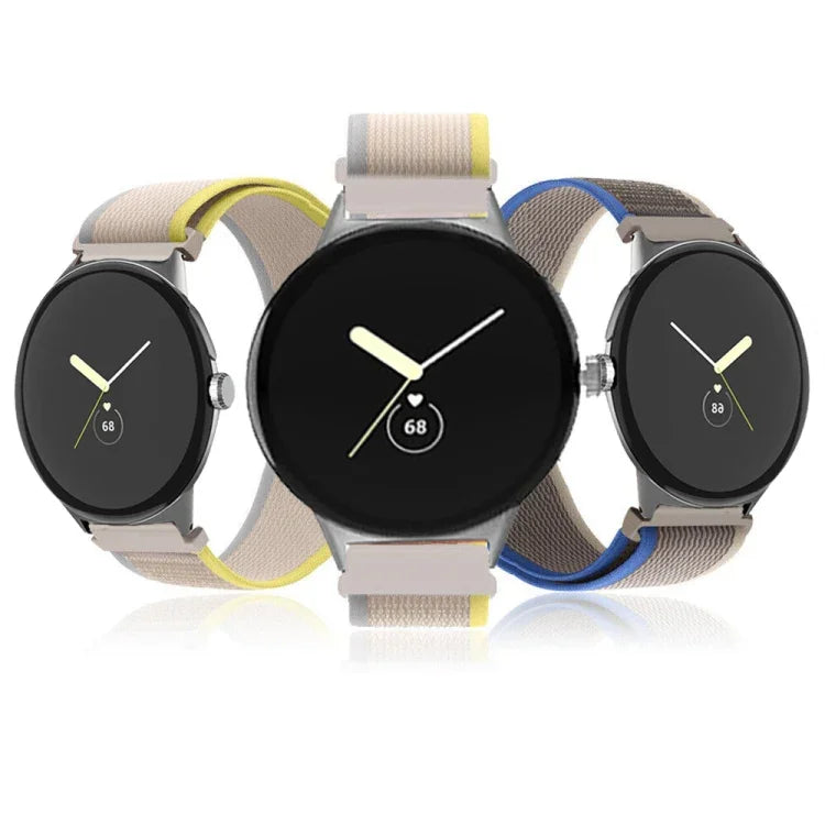 Schwarzes Nylon-Uhrenarmband mit Schlaufenverschluss, passend für Google Pixel Watch 4 / 3 / 2 / 1 (41 mm)