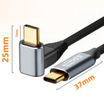 Für Steam Deck Gen 100W USB-C/Type-C Stecker auf USB-C/Type-C Buchse Stereo gebogenes Verlängerungskabel, 0,5 m, 1 m, 1,5 m, 2 m, 3 m