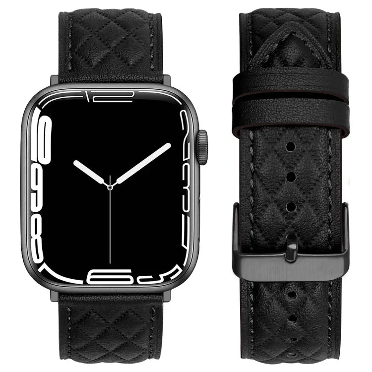 Echtes Lederarmband mit Rautenmuster für Apple Watch Series 8 &amp; 7 (41 mm), SE 2 &amp; 6, SE, 5 &amp; 4 (40 mm) und 3 &amp; 2 &amp; 1 (38 mm).