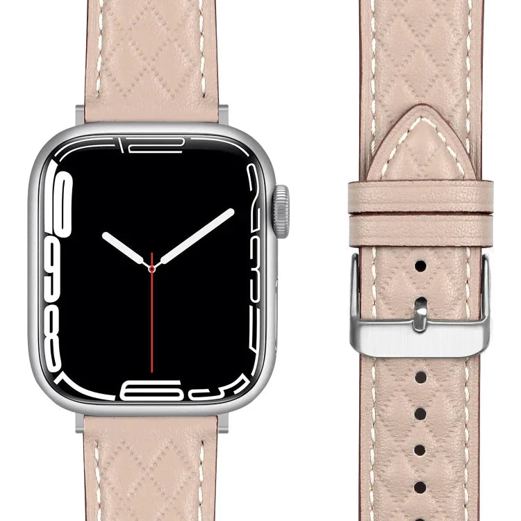 Echtes Lederarmband mit Rautenmuster für Apple Watch Series 8 &amp; 7 (41 mm), SE 2 &amp; 6, SE, 5 &amp; 4 (40 mm) und 3 &amp; 2 &amp; 1 (38 mm).