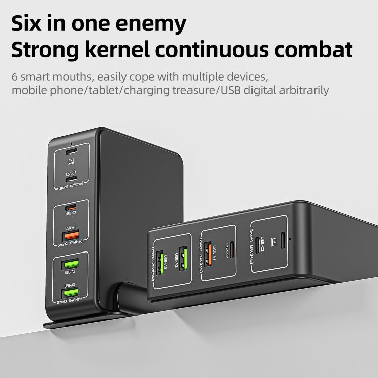 818H 120W Typ-C + USB 6-Port Desktop Schnellladegerät, US-Stecker, UK-Stecker, EU-Stecker, AU-Stecker