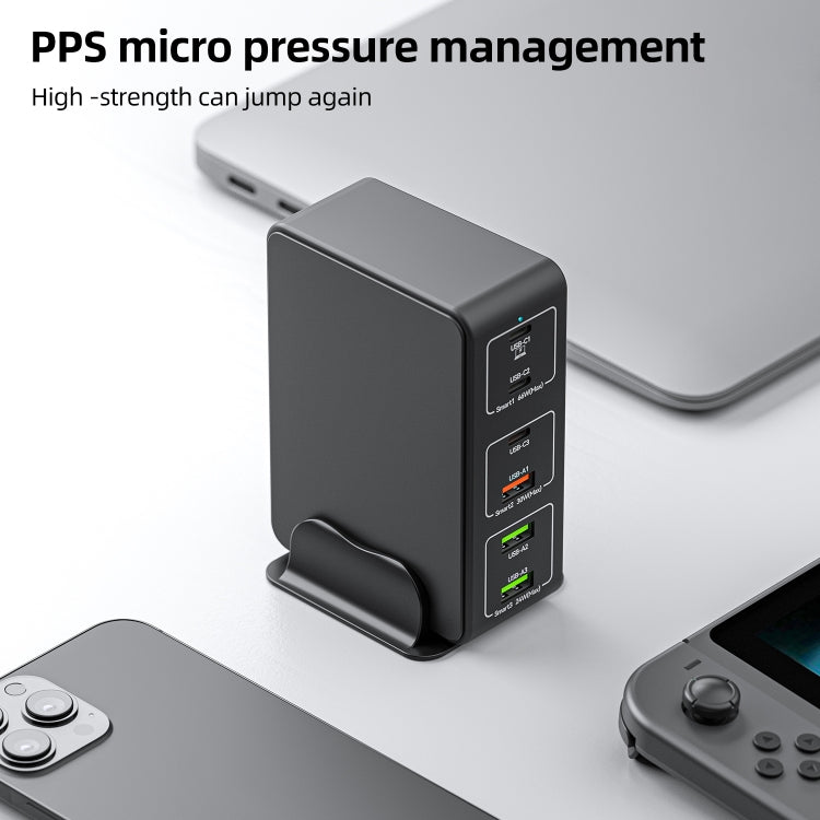 818H 120W Typ-C + USB 6-Port Desktop Schnellladegerät, US-Stecker, UK-Stecker, EU-Stecker, AU-Stecker