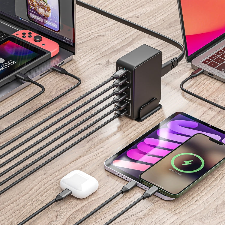 818H 120W Typ-C + USB 6-Port Desktop Schnellladegerät, US-Stecker, UK-Stecker, EU-Stecker, AU-Stecker