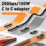 100W Typ-C Stecker zu Typ-C Buchse 20Gbps Zinklegierung Adapter, Typ-C Stecker zu Typ-C Buchse Seitenbiegung, Typ-C Stecker zu Typ-C Buchse Vertikaler Winkel, Typ-C Stecker zu Typ-C Buchse Mittlere Biegung, Typ-C Stecker zu Typ-C Buchse Gerade