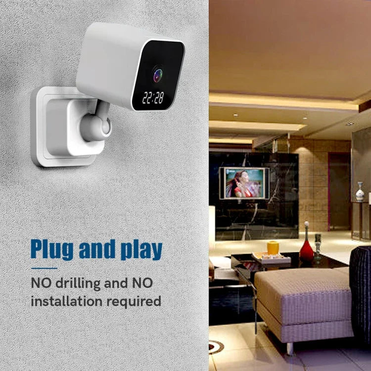 DP27 1080P WLAN-Kamera mit Uhrfunktion, unterstützt Zwei-Wege-Sprachkommunikation und mobile Überwachung, US-Stecker, EU-Stecker