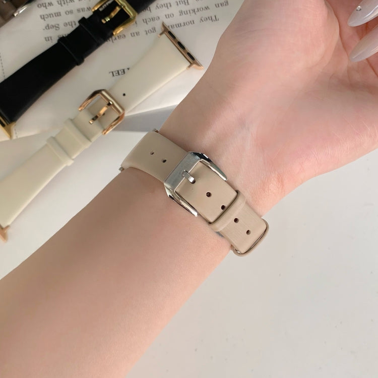 Uhrenarmband aus Seidenleder, passend für Apple Watch Series 8 &amp; 7 (41 mm) / SE 2 &amp; 6 &amp; SE &amp; 5 &amp; 4 (40 mm) und Apple Watch Ultra (49 mm) / Series 8 &amp; 7 (45 mm) / SE 2 &amp; 6 &amp; SE &amp; 5 &amp; 4 (44 mm).