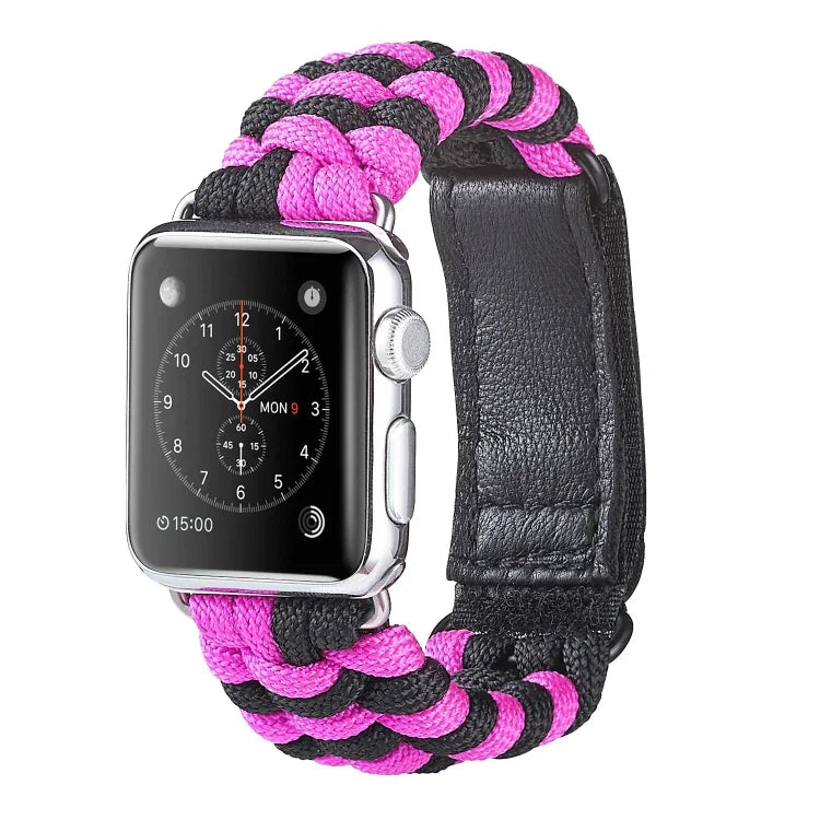 Paracord-Nylonarmband mit Klettverschluss, schlicht gewebt, für Apple Watch Series 8 &amp; 7 (41 mm), SE 2 &amp; 6, SE 5 &amp; 4 (40 mm) und Apple Watch Ultra (49 mm), Series 8 &amp; 7 (45 mm) sowie SE 2 &amp; 6, SE 5 &amp; 4 (44 mm).