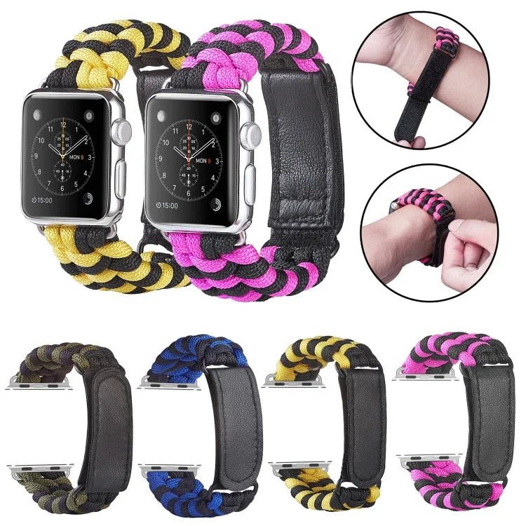 Paracord-Nylonarmband mit Klettverschluss, schlicht gewebt, für Apple Watch Series 8 &amp; 7 (41 mm), SE 2 &amp; 6, SE 5 &amp; 4 (40 mm) und Apple Watch Ultra (49 mm), Series 8 &amp; 7 (45 mm) sowie SE 2 &amp; 6, SE 5 &amp; 4 (44 mm).