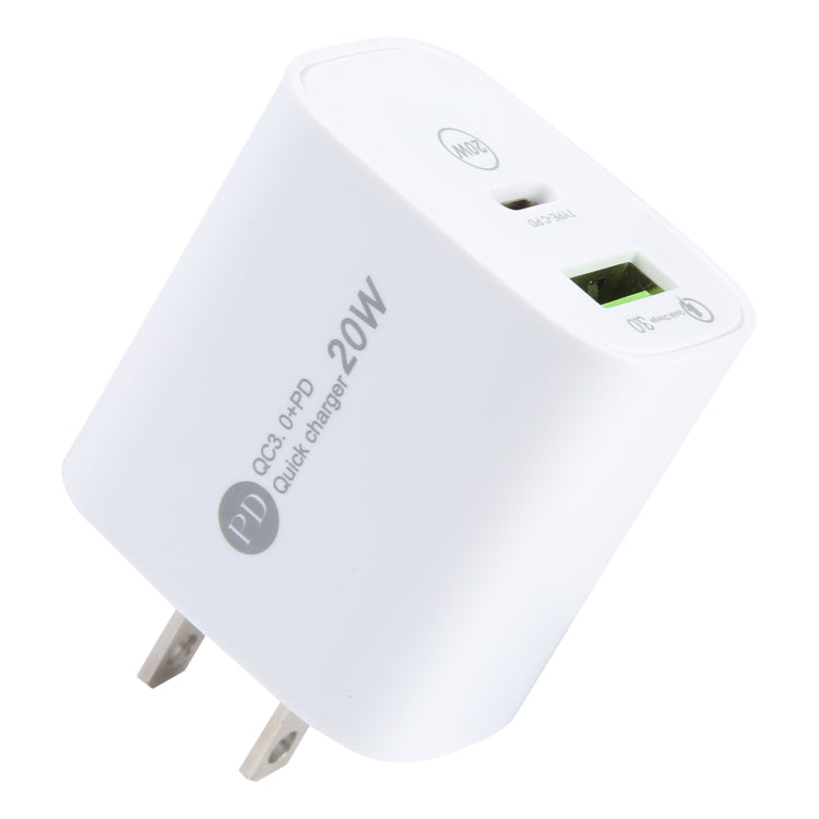 PD 20W USB-C/Type-C+QC 3.0 USB Interface Schnellladegerät, Spezifikation: US-Stecker