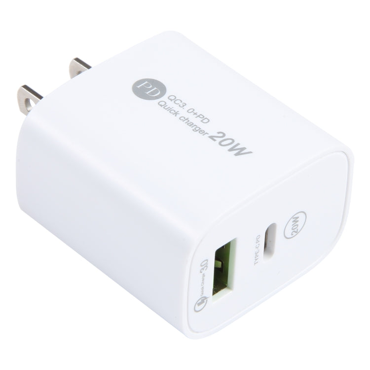 PD 20W USB-C/Type-C+QC 3.0 USB Interface Schnellladegerät, Spezifikation: US-Stecker