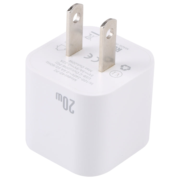 20W PD USB-C/Typ-C Schnittstelle Schnelllade-Ladegerät, Spezifikation: US-Stecker, US-Stecker