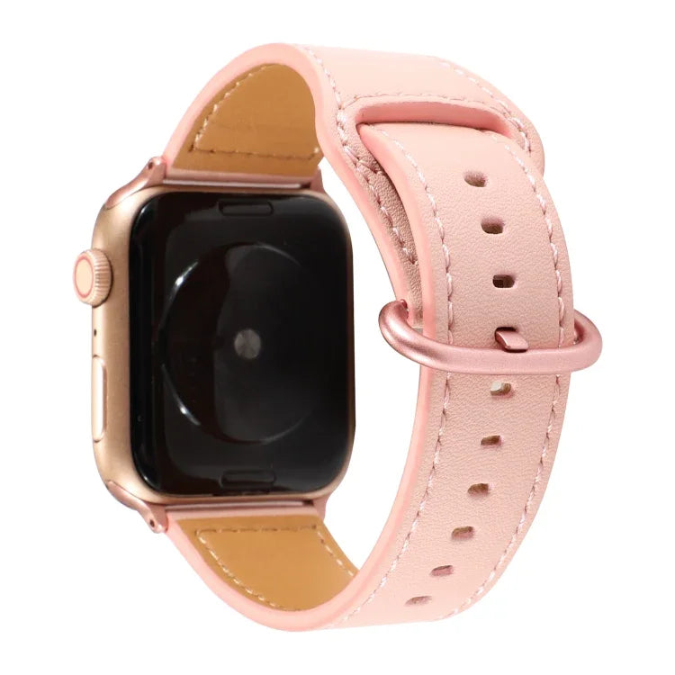 Echtlederarmband in Unifarbe, passend für Apple Watch Series 7 (41 mm), 6, SE, 5, 4 (40 mm), 3, 2, 1 (38 mm) und 7 (45 mm), 6, SE, 5, 4 (44 mm) sowie 3, 2, 1 (42 mm).
