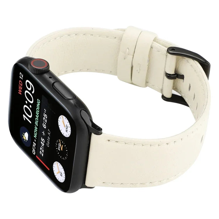 Cowhide Texture Leather Watchband, For Apple Watch Series 8&7 41mm / SE 2&6&SE&5&4 40mm / 3&2&1 38mm, For Apple Watch Series 7 45mm / 6 & SE & 5 & 4 44mm / 3 & 2 & 1 42mm, For Apple Watch Series 7 41mm / 6 & SE & 5 & 4 40mm / 3 & 2 & 1 38mm            ...