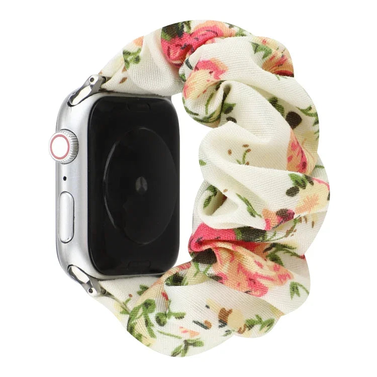 Plaid-Blumenmuster Stoff-Haarband-Uhrenarmband, für Apple Watch Ultra 49mm / Series 8&7 45mm / SE 2&6&SE&5&4 44mm / 3&2&1 42mm, für Apple Watch Series 8&7 41mm / SE 2&6&SE&5&4 40mm / 3&2&1 38mm