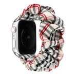 Plaid-Blumenmuster Stoff-Haarband-Uhrenarmband, für Apple Watch Ultra 49mm / Series 8&7 45mm / SE 2&6&SE&5&4 44mm / 3&2&1 42mm, für Apple Watch Series 8&7 41mm / SE 2&6&SE&5&4 40mm / 3&2&1 38mm