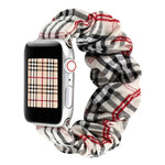 Plaid-Blumenmuster Stoff-Haarband-Uhrenarmband, für Apple Watch Ultra 49mm / Series 8&7 45mm / SE 2&6&SE&5&4 44mm / 3&2&1 42mm, für Apple Watch Series 8&7 41mm / SE 2&6&SE&5&4 40mm / 3&2&1 38mm