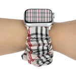 Plaid-Blumenmuster Stoff-Haarband-Uhrenarmband, für Apple Watch Ultra 49mm / Series 8&7 45mm / SE 2&6&SE&5&4 44mm / 3&2&1 42mm, für Apple Watch Series 8&7 41mm / SE 2&6&SE&5&4 40mm / 3&2&1 38mm