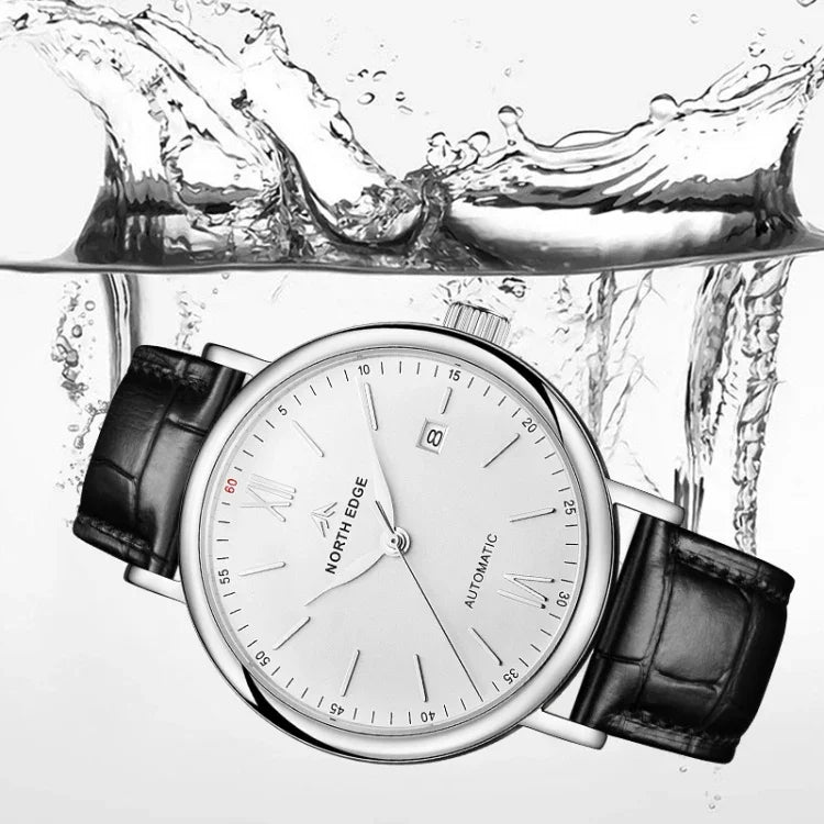 NORTH EDGE AMOY Multifunktionale Business Herrenuhr Wasserdichte Leder Mechanische Uhr