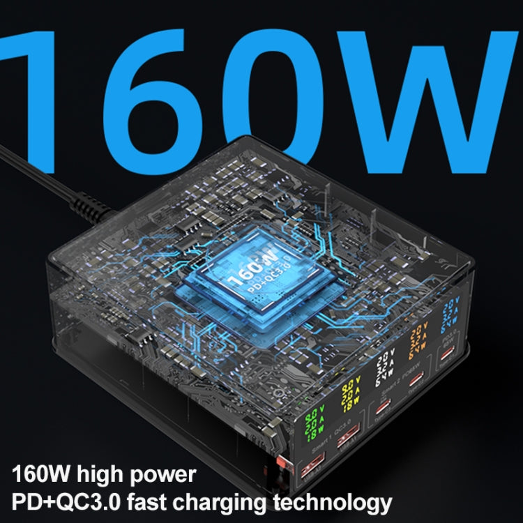 868H 6 in 1 160W 3 PD Typ-C + 2 QC3.0 USB Ports Mehrfachanschluss Ladegerät, 868H