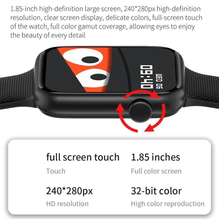 HT15 Smartwatch mit 1,85 Zoll Silikonarmband, IP67 wasserdicht, unterstützt Bluetooth-Anrufe und Schlafüberwachung