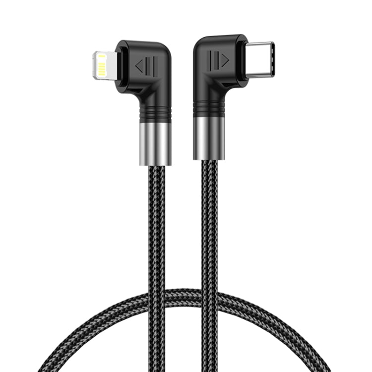 A9 30W USB-C/Type-C auf 8 Pin Doppel-Winkel Datenkabel, 0,5m, 1m, 2m, 3m