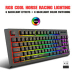 HXSJ L100 87 Tasten RGB Hintergrundbeleuchtete Folien-2.4G-Funk-Tastatur