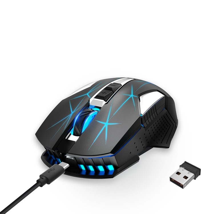 HXSJ T300 7 Tasten 2400DPI 2.4G Bunte leuchtende kabellose Maus, T300 Schwarz, T300 Weiß