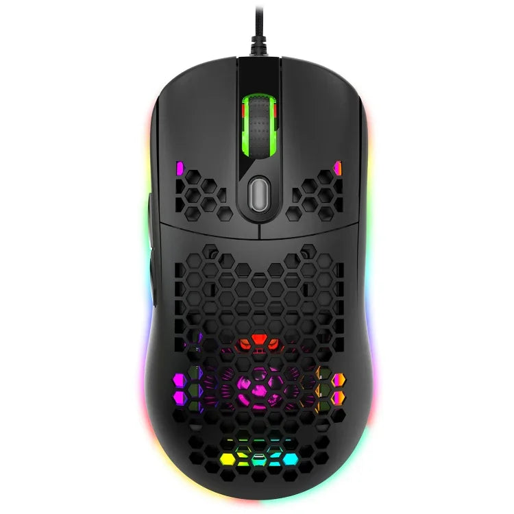 HXSJ X600 6 Tasten RGB leuchtende Makro-Programmierbare Kabelgebundene Gaming-Maus, X600