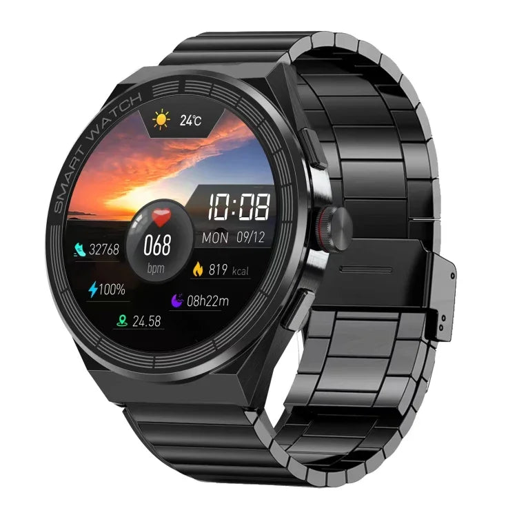 BM01 1,45 Zoll Smartwatch mit Stahlarmband, IP68 wasserdicht, unterstützt Bluetooth-Anrufe/NFC, Stahlarmband (Schwarz), Stahlarmband (Silber)
