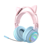 T25 RGB Stereo Katzenohren Bluetooth Kabellose Kopfhörer mit Abnehmbarem Mikrofon