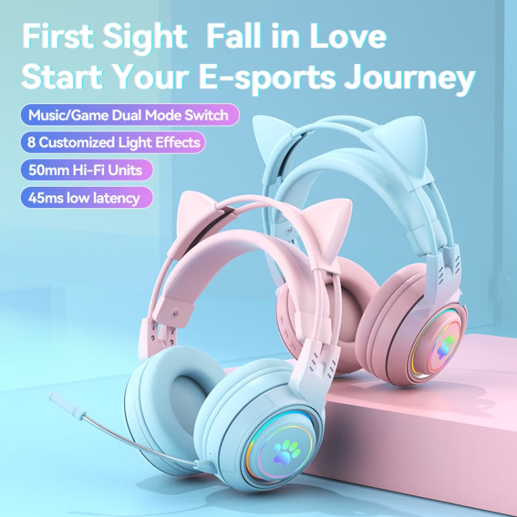 T25 RGB Stereo Katzenohren Bluetooth Kabellose Kopfhörer mit Abnehmbarem Mikrofon