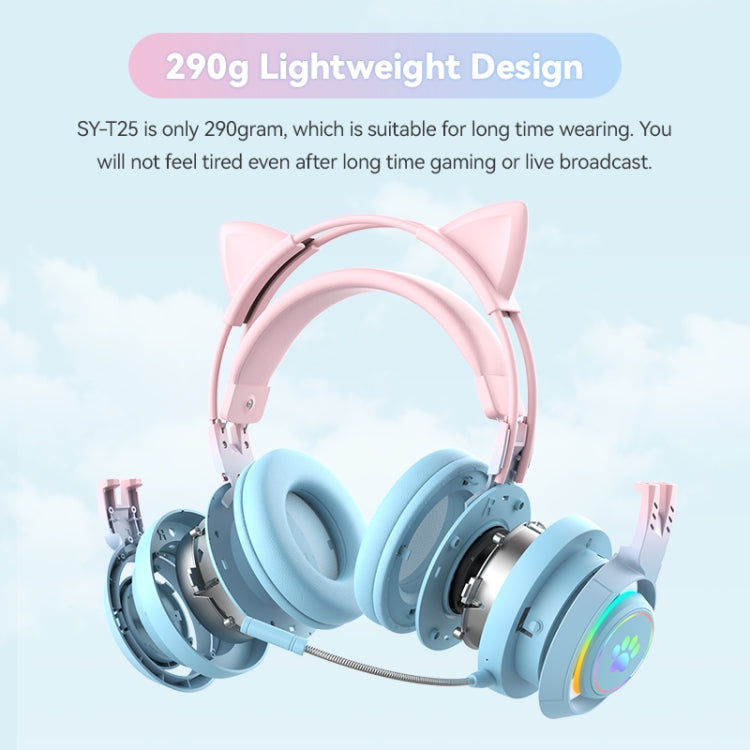 T25 RGB Stereo Katzenohren Bluetooth Kabellose Kopfhörer mit Abnehmbarem Mikrofon