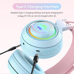 T25 RGB Stereo Katzenohren Bluetooth Kabellose Kopfhörer mit Abnehmbarem Mikrofon
