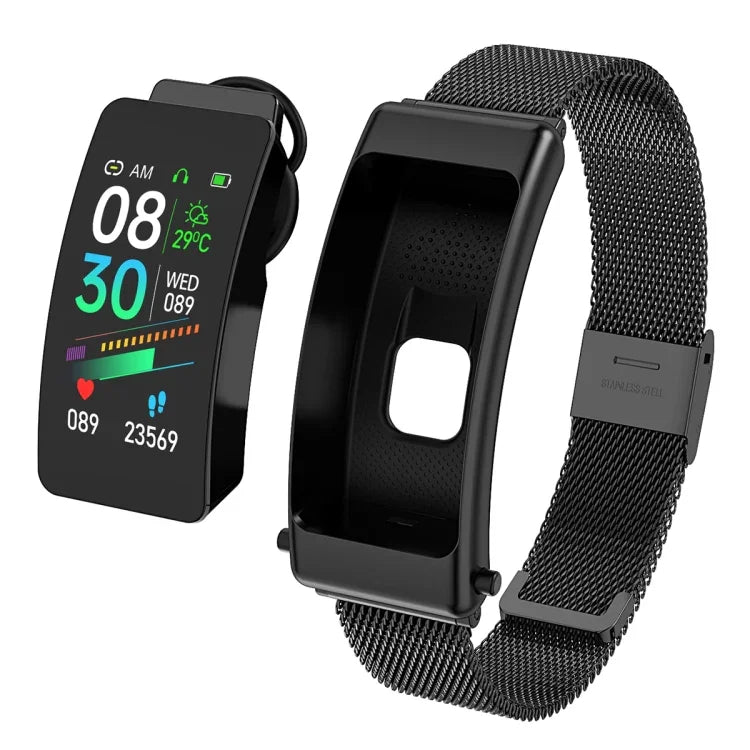 K50 1,08 Zoll Edelstahlarmband-Kopfhörer, abnehmbar, IP67 wasserdicht, Smartwatch-Unterstützung, Bluetooth-Anrufe, Edelstahlarmband (Schwarz), Edelstahlarmband (Gold), Edelstahlarmband