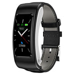 K60 1,08 Zoll Ohrhörer mit abnehmbarem Lederarmband, wasserdicht, für Smartwatch, unterstützt Bluetooth-Anrufe, Lederarmband (Schwarz/Silber), Lederarmband (Braun), Lederarmband (Schwarz), Lederarmband (Braun/Silber)