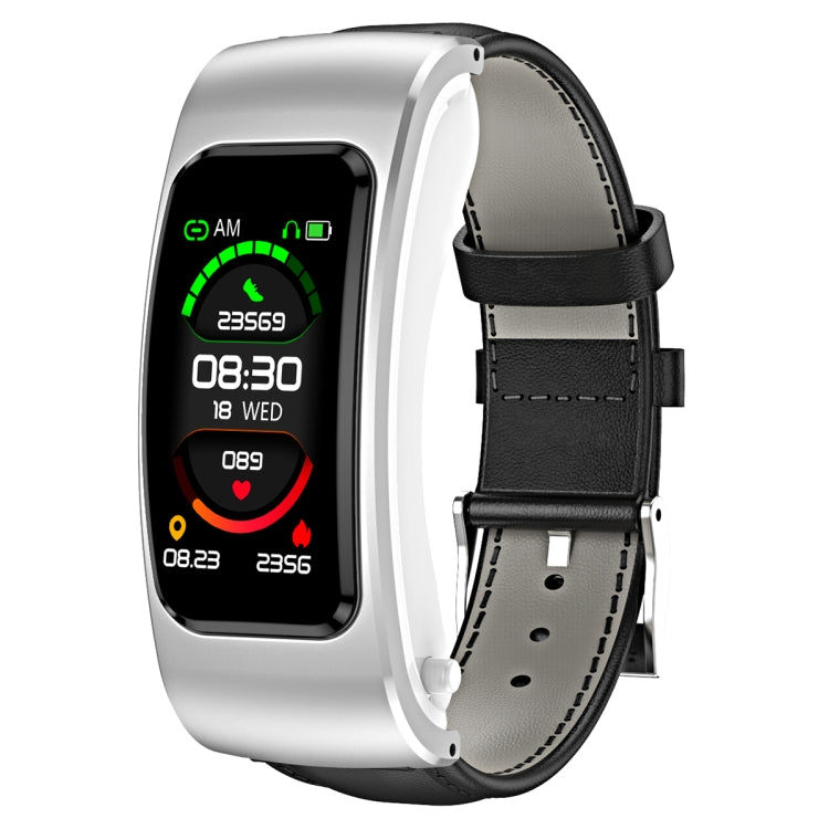 K60 1,08 Zoll Ohrhörer mit abnehmbarem Lederarmband, wasserdicht, für Smartwatch, unterstützt Bluetooth-Anrufe, Lederarmband (Schwarz/Silber), Lederarmband (Braun), Lederarmband (Schwarz), Lederarmband (Braun/Silber)