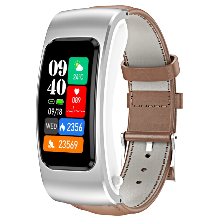 K60 1,08 Zoll Ohrhörer mit abnehmbarem Lederarmband, wasserdicht, für Smartwatch, unterstützt Bluetooth-Anrufe, Lederarmband (Schwarz/Silber), Lederarmband (Braun), Lederarmband (Schwarz), Lederarmband (Braun/Silber)