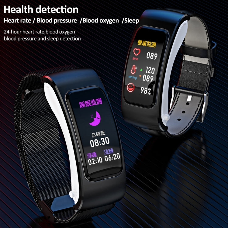 K60 1,08 Zoll Ohrhörer mit abnehmbarem Lederarmband, wasserdicht, für Smartwatch, unterstützt Bluetooth-Anrufe, Lederarmband (Schwarz/Silber), Lederarmband (Braun), Lederarmband (Schwarz), Lederarmband (Braun/Silber)
