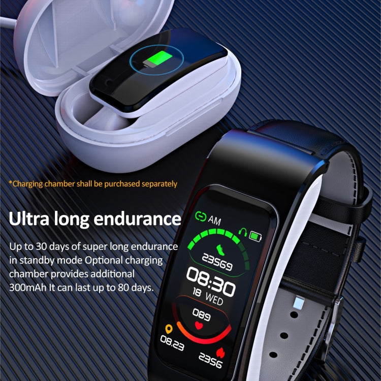 K60 1,08 Zoll Ohrhörer mit abnehmbarem Lederarmband, wasserdicht, für Smartwatch, unterstützt Bluetooth-Anrufe, Lederarmband (Schwarz/Silber), Lederarmband (Braun), Lederarmband (Schwarz), Lederarmband (Braun/Silber)