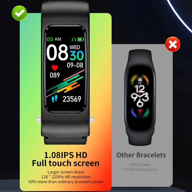 K60 1,08 Zoll Ohrhörer mit abnehmbarem Lederarmband, wasserdicht, für Smartwatch, unterstützt Bluetooth-Anrufe, Lederarmband (Schwarz/Silber), Lederarmband (Braun), Lederarmband (Schwarz), Lederarmband (Braun/Silber)