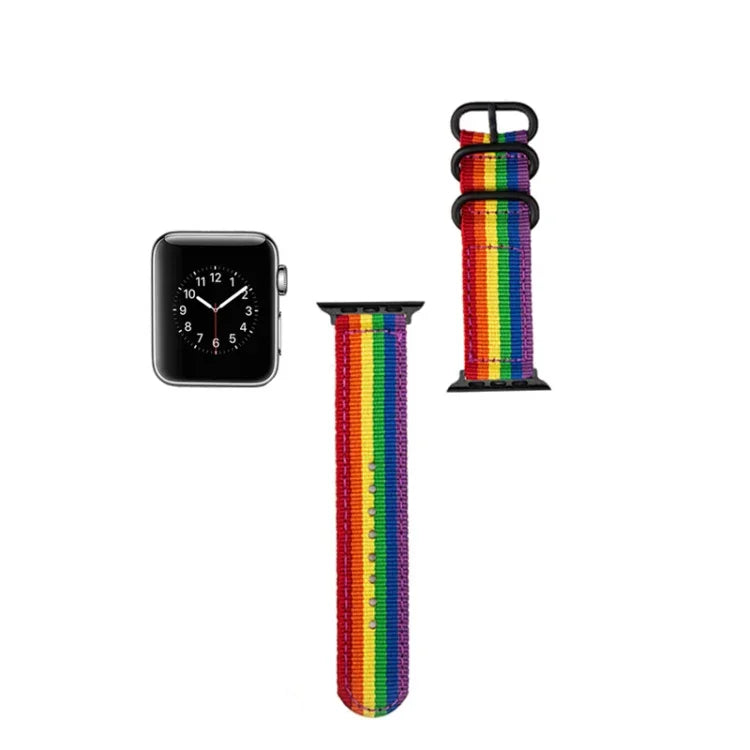 Schwarzes Canvas-Armband mit Dornschließe, für Apple Watch Series 8 &amp; 7 (41 mm) und Apple Watch Series 8 &amp; 7 (45 mm)