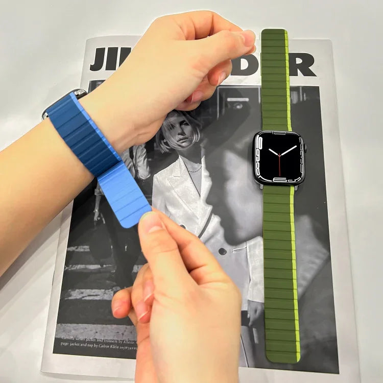 Intelligentes magnetisches Silikon-Armband, für Apple Watch Series 8 &amp; 7 (41 mm) und Apple Watch Series 8 &amp; 7 (45 mm)