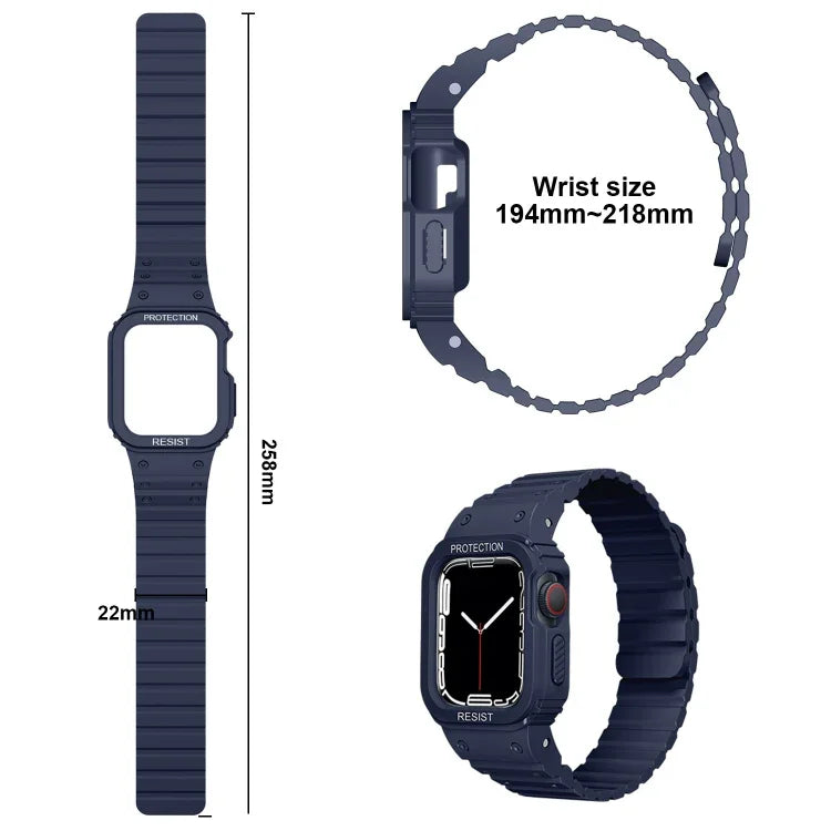 Silikonarmband mit integriertem Rahmen, für Apple Watch Series 8 &amp; 7 (41 mm), SE 2 &amp; 6, SE, 5 &amp; 4 (40 mm), Apple Watch Ultra (49 mm) und Apple Watch Series 8 &amp; 7 (45 mm), SE 2 &amp; 6, SE, 5 &amp; 4 (44 mm).