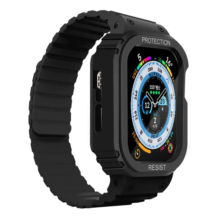 Silikonarmband mit integriertem Rahmen, für Apple Watch Series 8 &amp; 7 (41 mm), SE 2 &amp; 6, SE, 5 &amp; 4 (40 mm), Apple Watch Ultra (49 mm) und Apple Watch Series 8 &amp; 7 (45 mm), SE 2 &amp; 6, SE, 5 &amp; 4 (44 mm).
