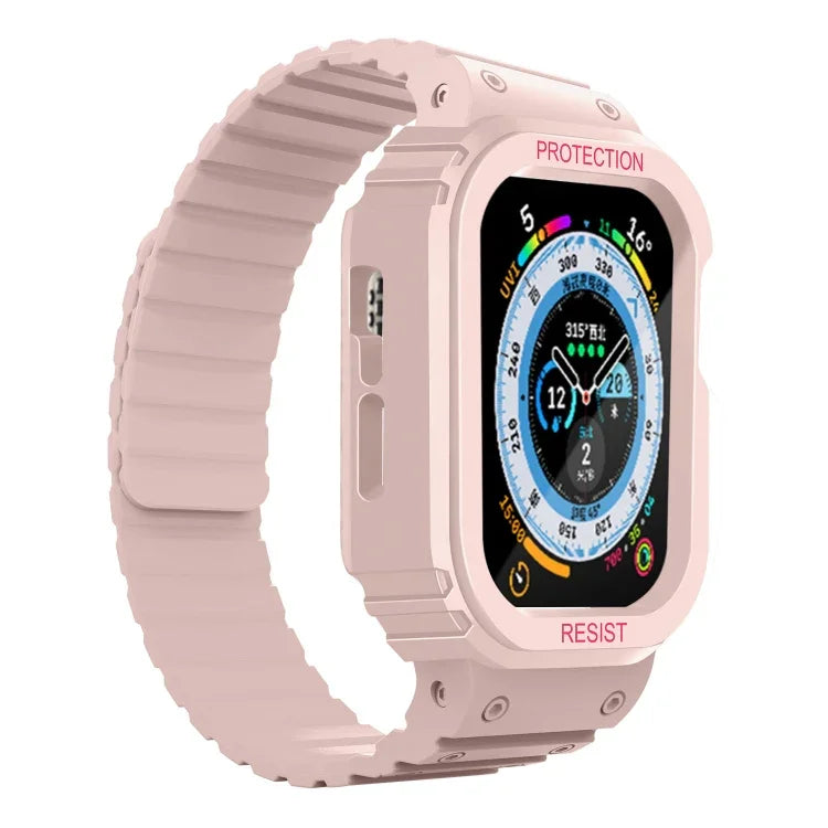 Silikonarmband mit integriertem Rahmen, für Apple Watch Series 8 &amp; 7 (41 mm), SE 2 &amp; 6, SE, 5 &amp; 4 (40 mm), Apple Watch Ultra (49 mm) und Apple Watch Series 8 &amp; 7 (45 mm), SE 2 &amp; 6, SE, 5 &amp; 4 (44 mm).
