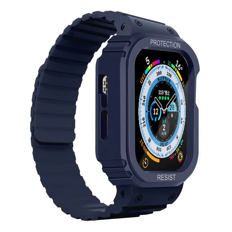 Silikonarmband mit integriertem Rahmen, für Apple Watch Series 8 &amp; 7 (41 mm), SE 2 &amp; 6, SE, 5 &amp; 4 (40 mm), Apple Watch Ultra (49 mm) und Apple Watch Series 8 &amp; 7 (45 mm), SE 2 &amp; 6, SE, 5 &amp; 4 (44 mm).