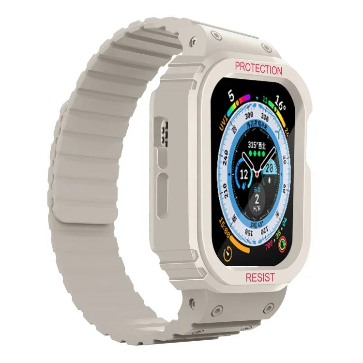 Silikonarmband mit integriertem Rahmen, für Apple Watch Series 8 &amp; 7 (41 mm), SE 2 &amp; 6, SE, 5 &amp; 4 (40 mm), Apple Watch Ultra (49 mm) und Apple Watch Series 8 &amp; 7 (45 mm), SE 2 &amp; 6, SE, 5 &amp; 4 (44 mm).