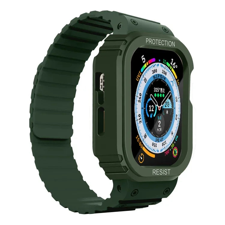 Silikonarmband mit integriertem Rahmen, für Apple Watch Series 8 &amp; 7 (41 mm), SE 2 &amp; 6, SE, 5 &amp; 4 (40 mm), Apple Watch Ultra (49 mm) und Apple Watch Series 8 &amp; 7 (45 mm), SE 2 &amp; 6, SE, 5 &amp; 4 (44 mm).