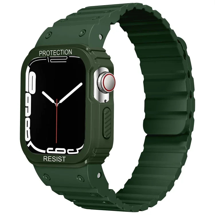 Silikonarmband mit integriertem Rahmen, für Apple Watch Series 8 &amp; 7 (41 mm), SE 2 &amp; 6, SE, 5 &amp; 4 (40 mm), Apple Watch Ultra (49 mm) und Apple Watch Series 8 &amp; 7 (45 mm), SE 2 &amp; 6, SE, 5 &amp; 4 (44 mm).