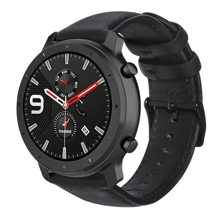 Uhrenarmband aus echtem Wachsleder, für Amazfit GTR 47mm / Pace / Stratos, für Amazfit 2 Stratos, für Ticwatch Pro / E2 / S2, für Pebble Gen 1, für Pebble Time